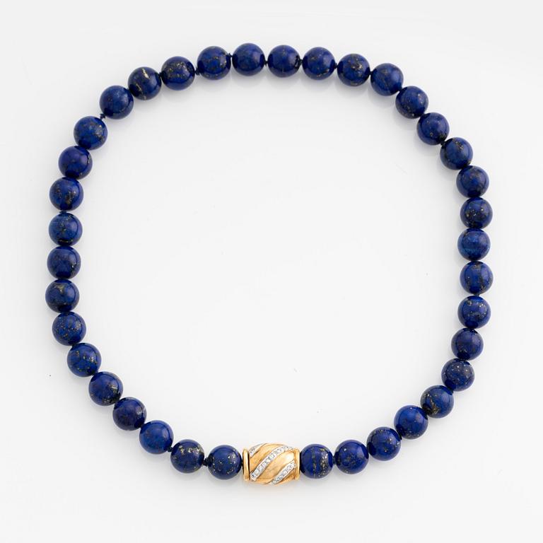 Collier lapis lazuli lås 18K guld med runda briljantslipade diamanter.