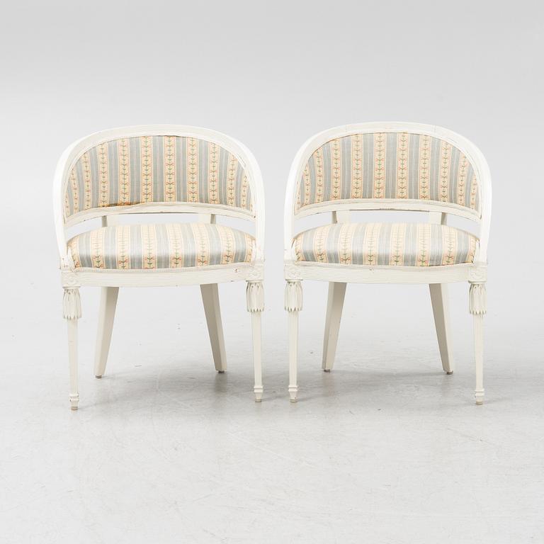 Pair of armchairs, Gustavian style, first half of the 20th century.