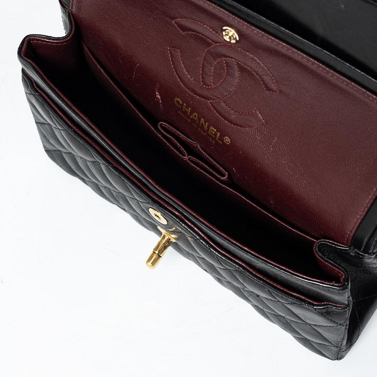 Chanel, A black leather 'Double Flap Bag Small'.