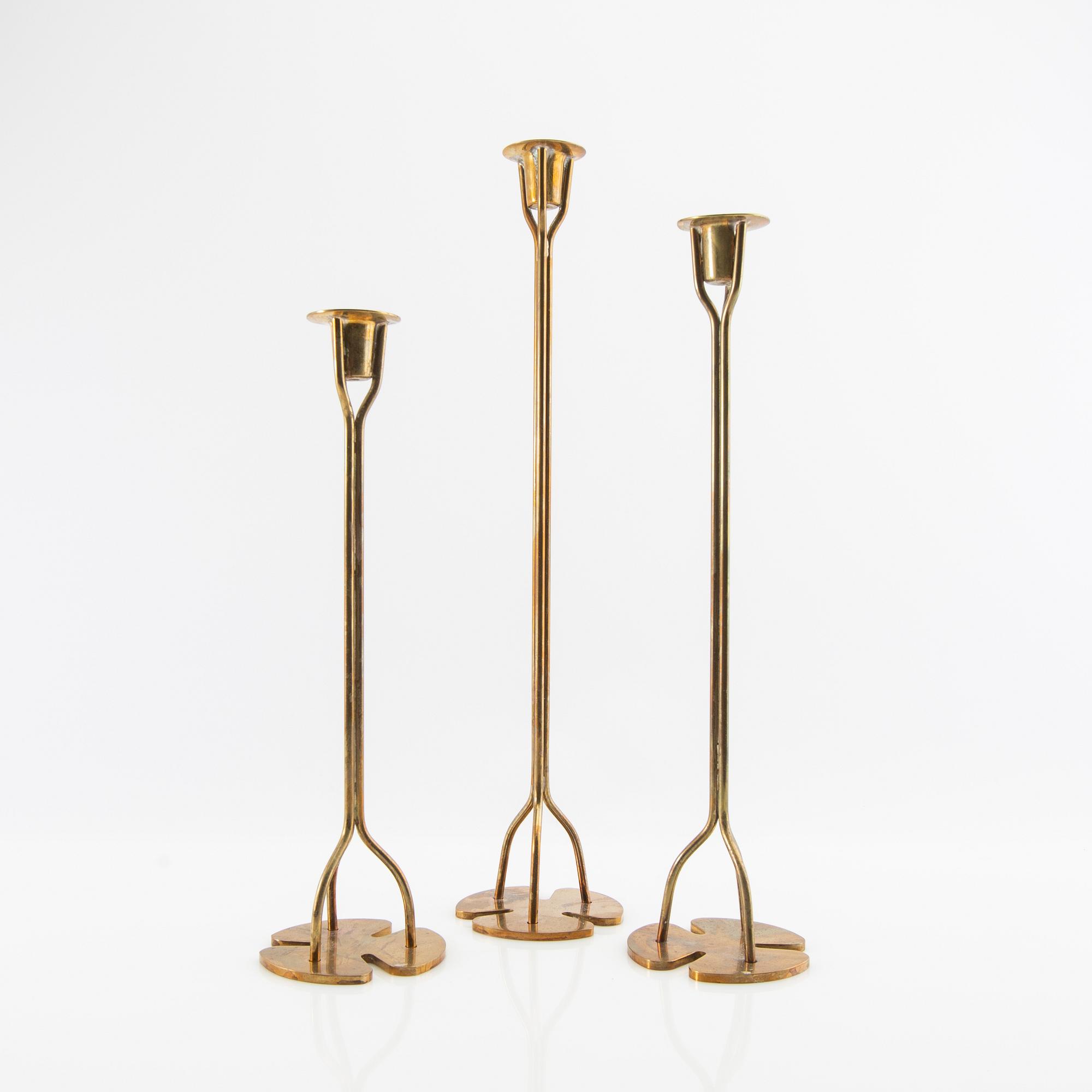 Josef Frank, candlesticks 3 pcs "Clover", Svenskt Tenn Company.