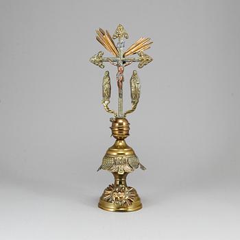 A 19th century brass and copper crucifix.