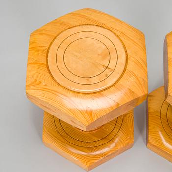 A set of two 1960/70s pine stools.
