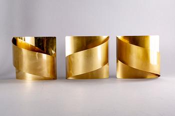 A set fo six Peter Celsing brass "Band" wall lamps Falkenberg 1960/70s.