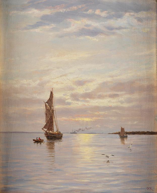 Oscar Kleineh, Skiff on a calm sea.