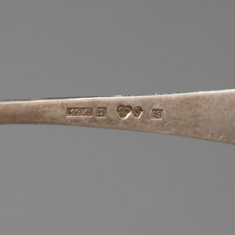 PARTI SILVER, 21 delar, bl. a GAB, 1928. Tot vikt 500 gram.