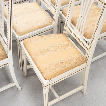 A set of eight late Gustavian chairs, Lindome, circa 1800.