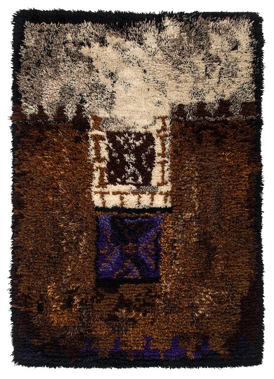 Leena-Kaisa Halme, a Finish long pile rya rug for Sylvi Salonen. Circa 153 x 110 cm.