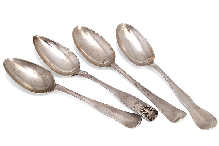 FOUR FINNISH SILVER SPOONS.
