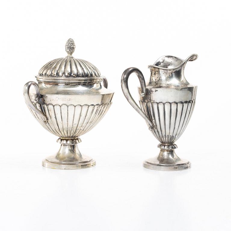 C.G. Hallberg, Tea and coffee service, 4 pieces, silver, Gustavian style, Stockholm 1897–1909.