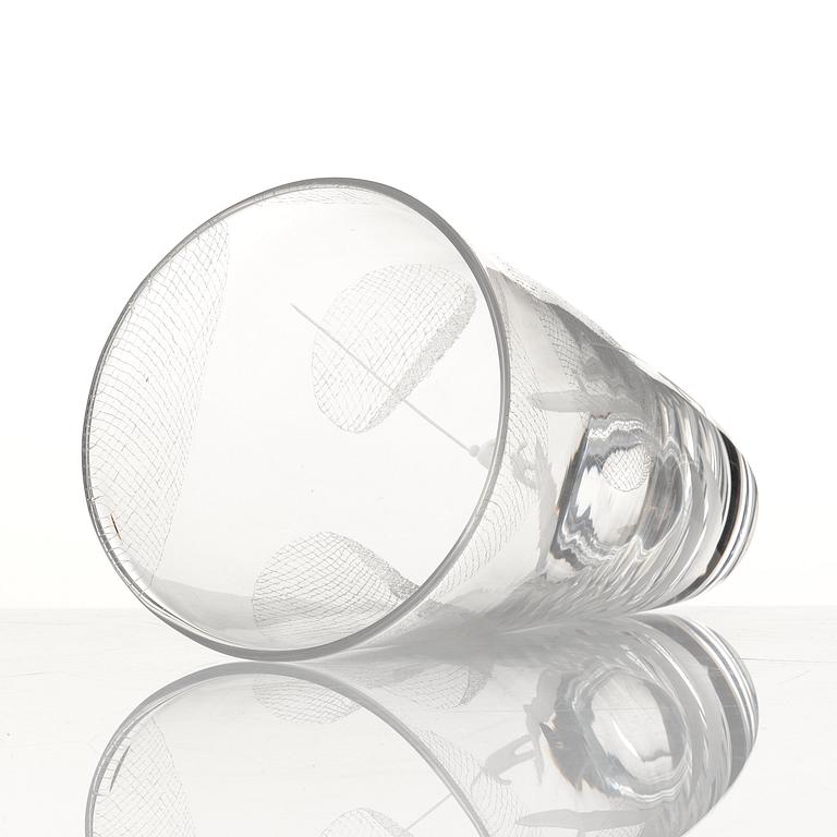 Vicke Lindstrand, an engraved glass vase, Kosta, Sweden 1950-60s.
