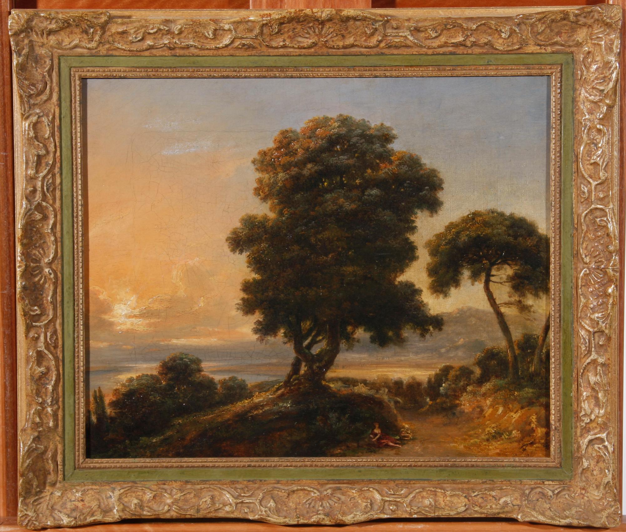 OKÄND KONSTNÄR. Olja på duk. 1800-tal. Monogram sign "F".
