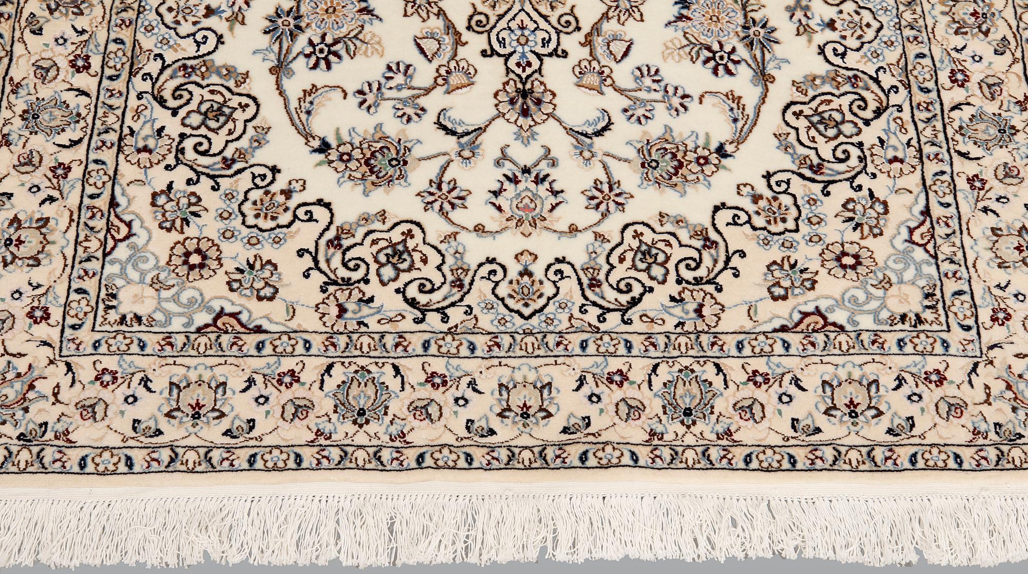 A part silk Nain rug, so called 6LAA, ca 155 x 105 cm.