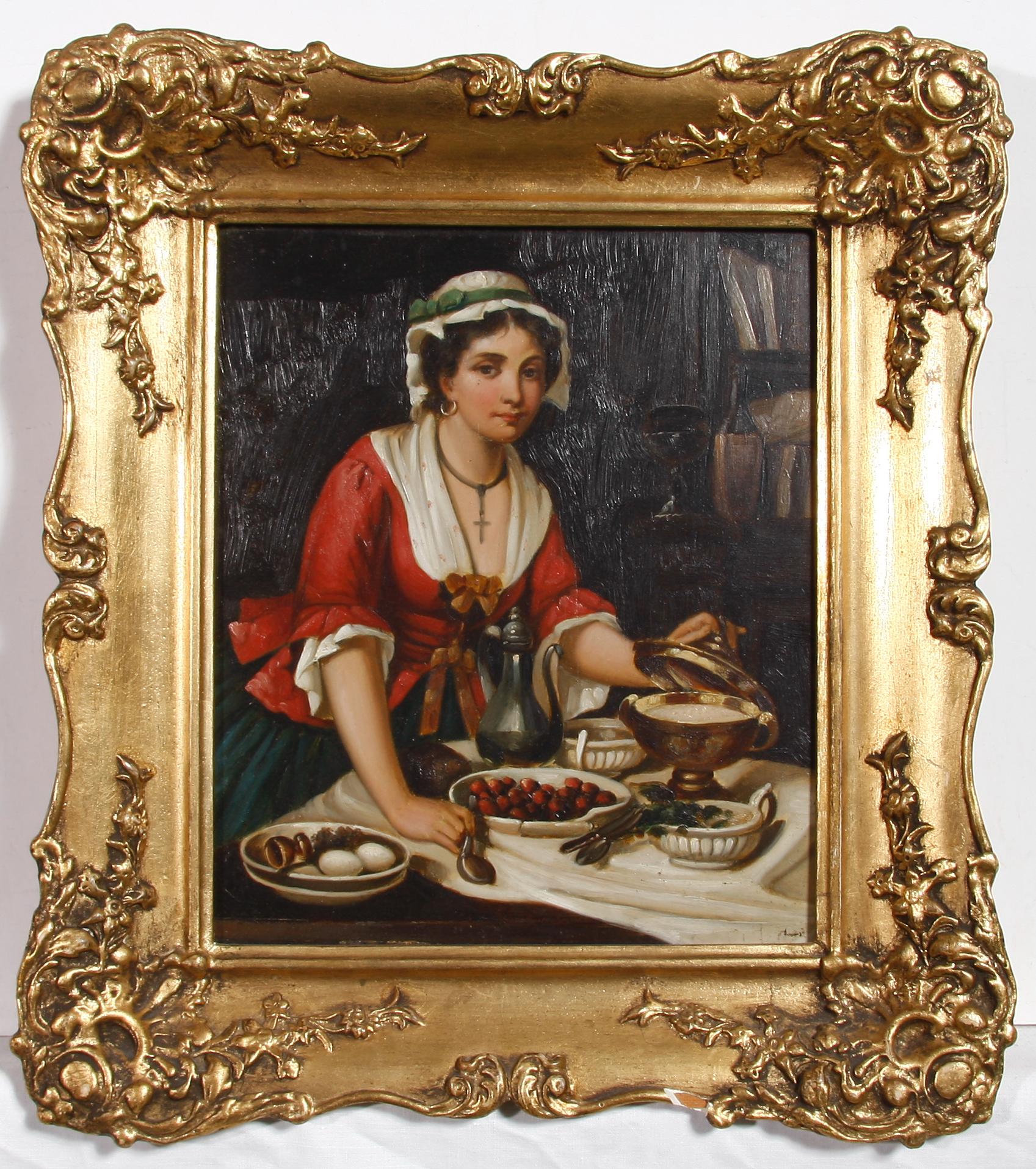 OKÄND KONSTNÄR, olja på plåt. 1800-talets slut.