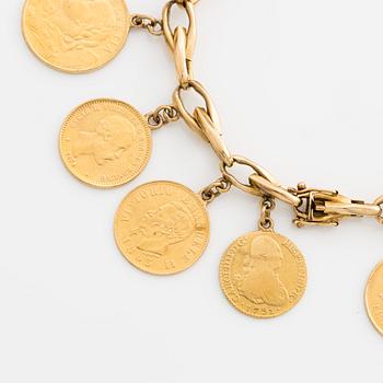 Bracelet 18K gold with gold coin.