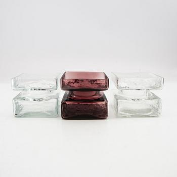 Helena Tynell, vases 9 pcs "Pala" Riihimäki Glass, designed in 1964.