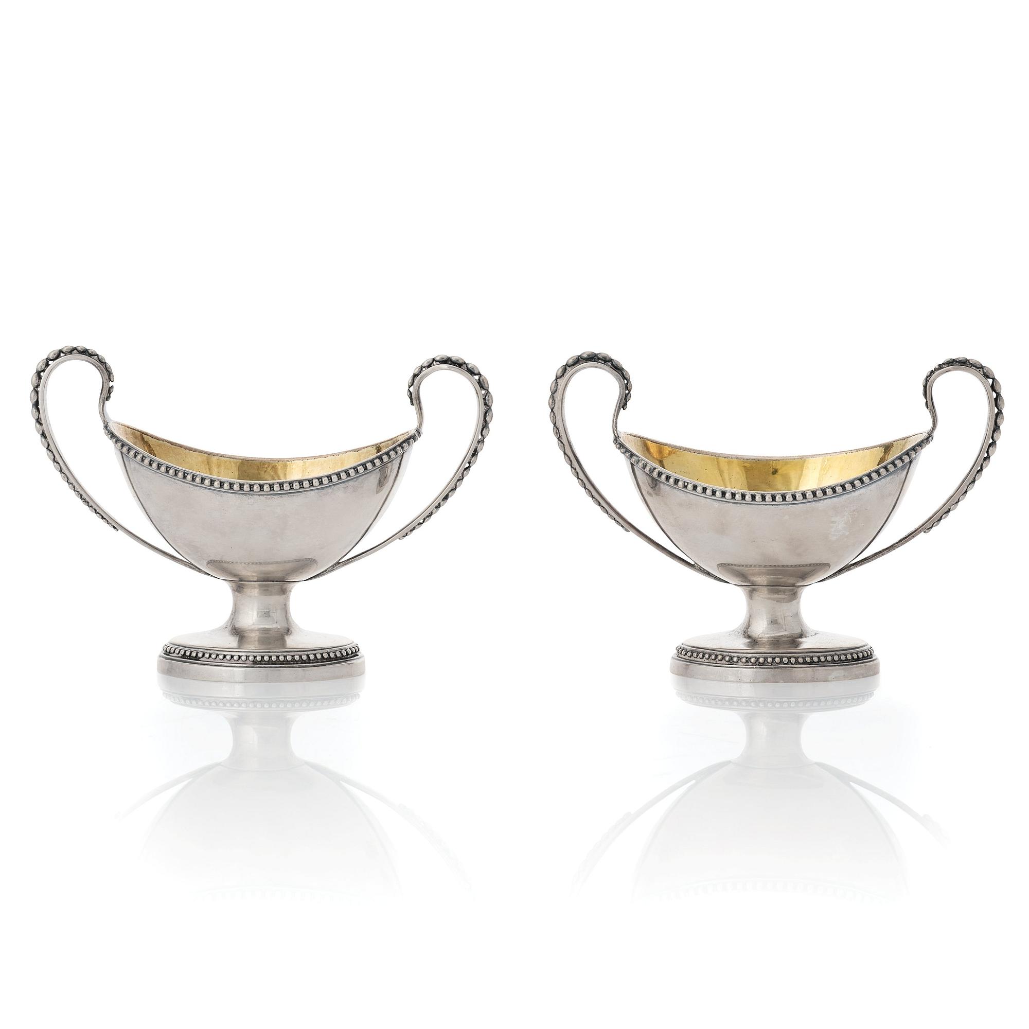 Arvid Floberg, saltkar, ett par, silver, Stockholm 1792. Gustavianska.