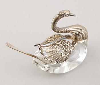 SALTKAR, silver och glas, 1900-talets mitt.