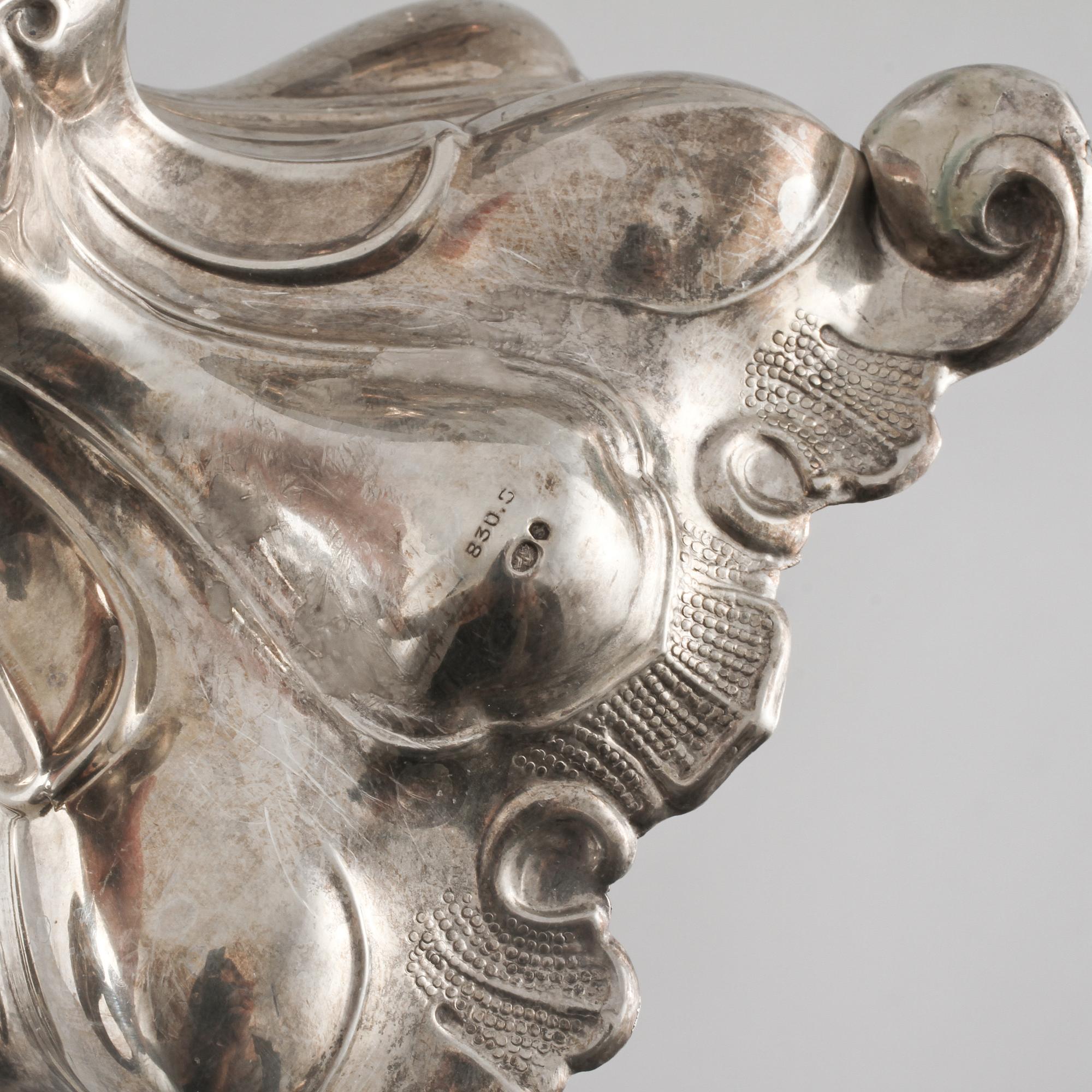 KANDELABRAR, ett par, silver, barockstil, svenska importstämplar, 1900-tal.