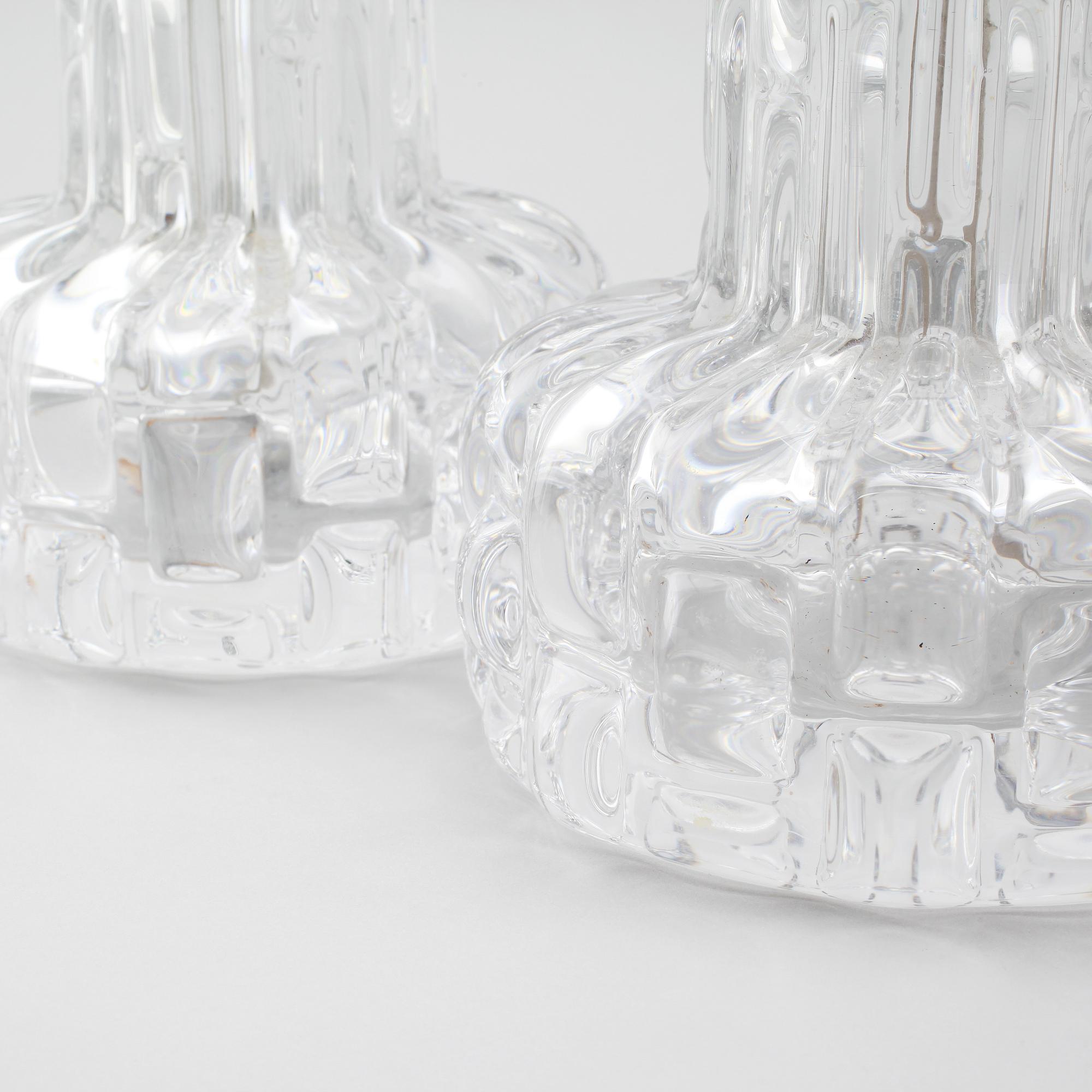 BORDSLAMPOR, 1 par, glas, Carl Fagerlund, Orrefors, 1900-talets andra hälft.