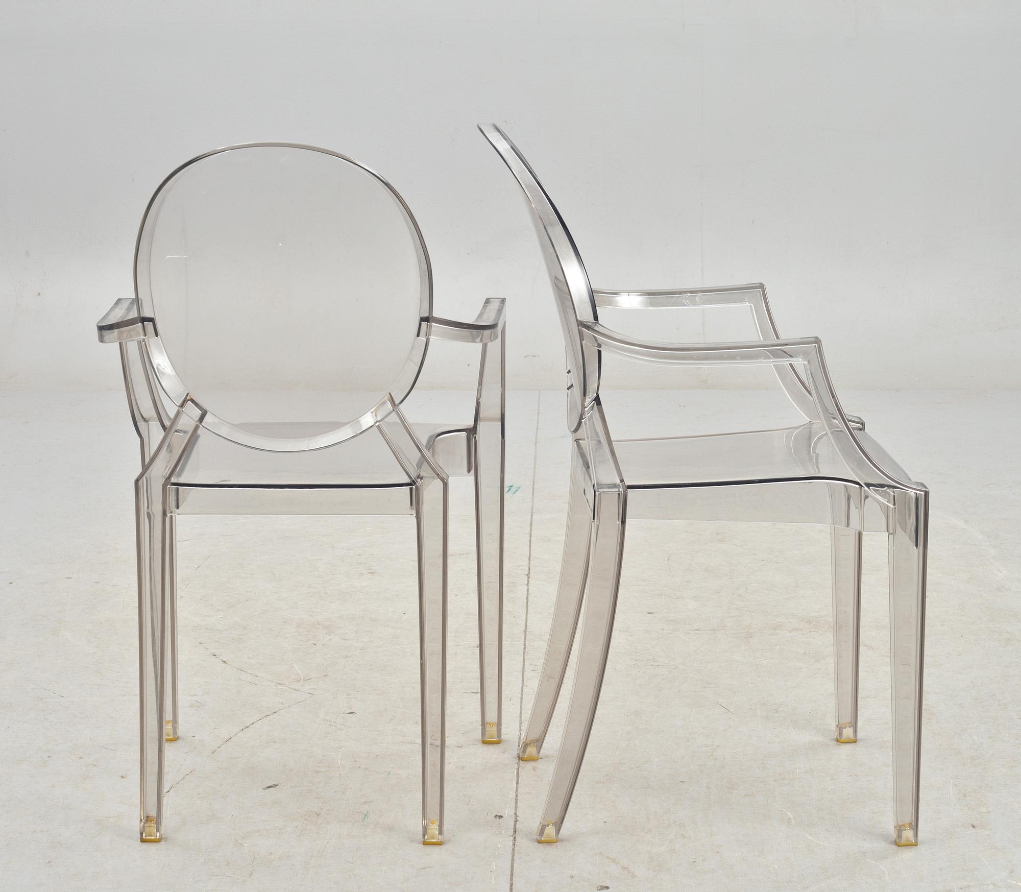 KARMSTOLAR, ett par, "Louis Ghost", Philippe Starck för Kartell.