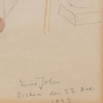 EINAR JOLIN, teckning/akvarell, signerad samt daterad Biskra den 22 dec. 1922.