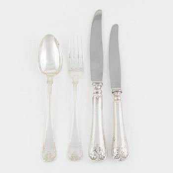 A 24-piece Swedish silver cutlery, model 'Old French', mark of A.G. Dufva, Stockholm, including 1921.