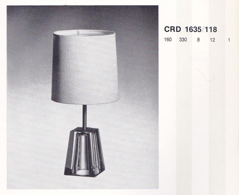 Carl Fagerlund, a pair of table lamps model "RD 1635", Orrefors, 1950s-60s.