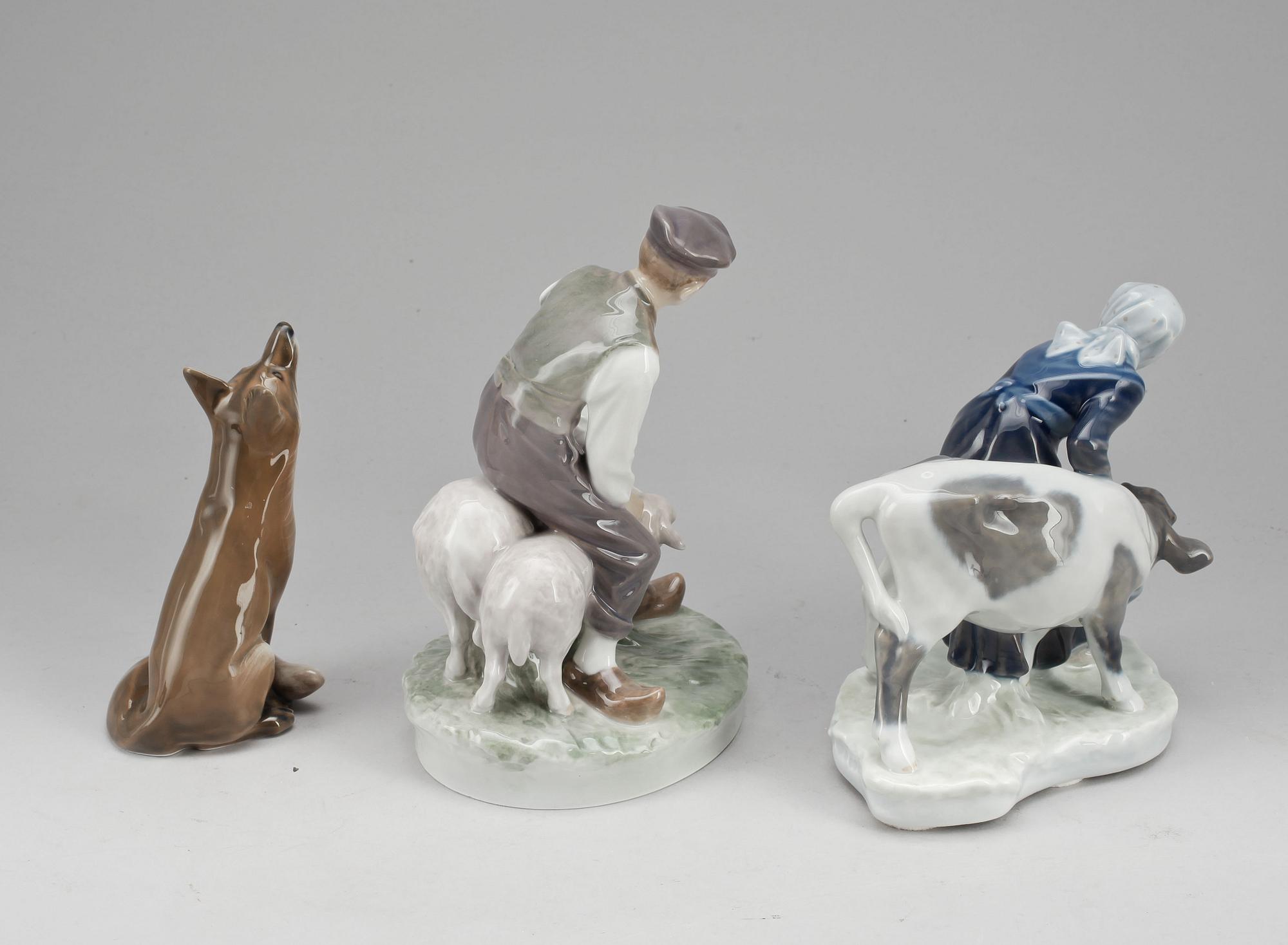 FIGURINER, 3 st, porslin, Royal Copenhagen.