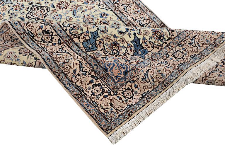 A part silk Nain rug, 9LA, c. 204 x 125 cm.