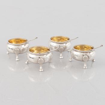 Four English Silver Salt Cellars, mark of William Evans, London 1883.