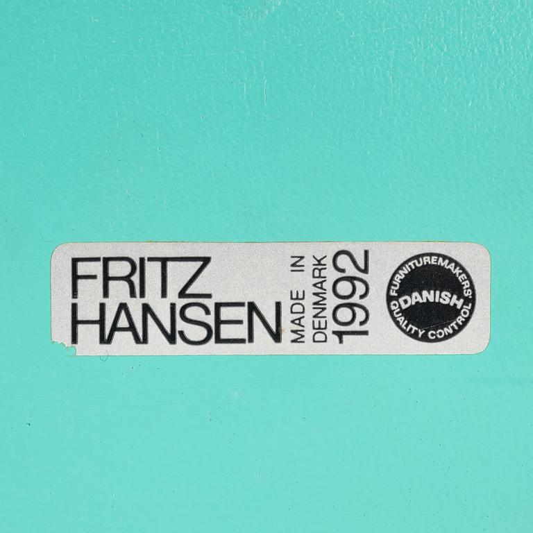 Arne Jacobsen, four 'Ant' chairs, Fritz Hansen, Denmark, 1992-97.
