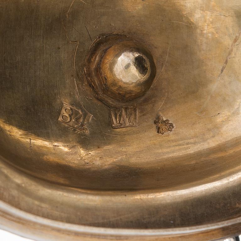 A mid-19th-century Imperial Russian silver coffee pot, Moscow 1848. Unidentified Cyrillic maker's mark IL.