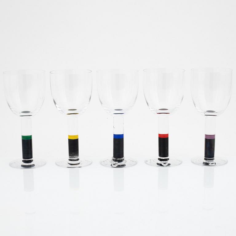 Gunnar Cyrén, 14 'Rainbow' wine glasses, Orrefors.