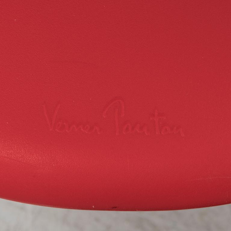 Verner Panton, four red plastic 'Panton Chair Classic', chairs, Vitra, 2010.