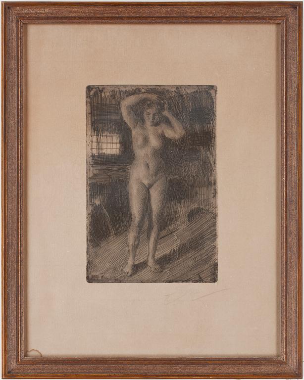 ANDERS ZORN, etsning, otydligt signerad i blyerts samt monogramsignerad i plåten, daterad 06.