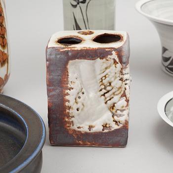 Eight pieces of stoneware, partly by Carl-Harry Stålhane, second half of the 20th century.