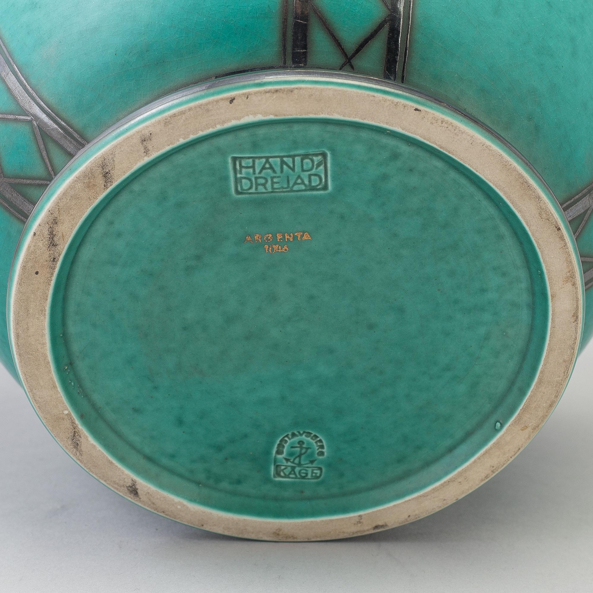 WILHELM KÅGE, an 'Argenta' stoneware vase from Gustavsberg, second half of the 20th Century.