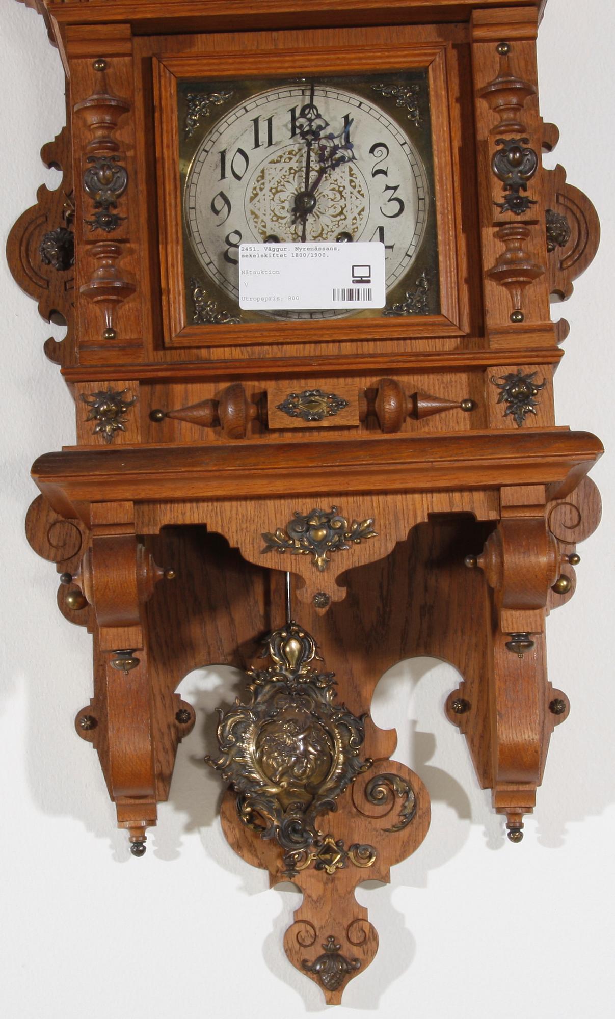 VÄGGUR. Nyrenässans, sekelskiftet 1800/1900.