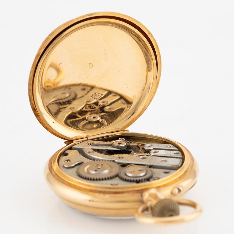Pocket watch, 18K gold, "digital", 51.5 mm.