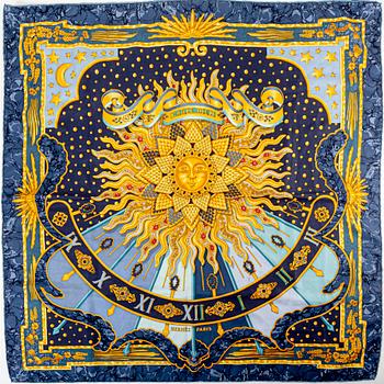 Hermès, two silk scarves.