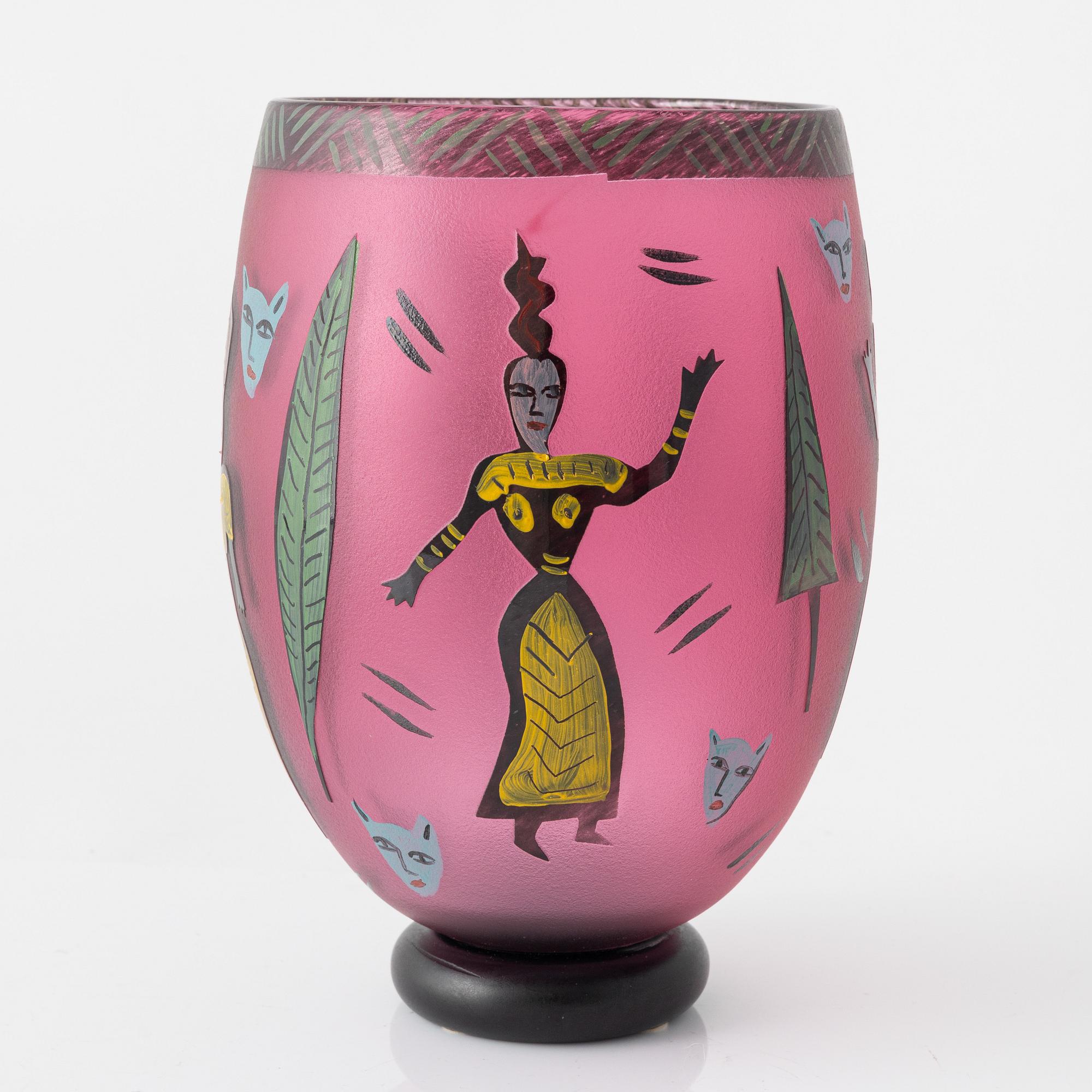 Ulrica Hydman-Vallien,  vase, unique, Kosta Boda, Sweden.
