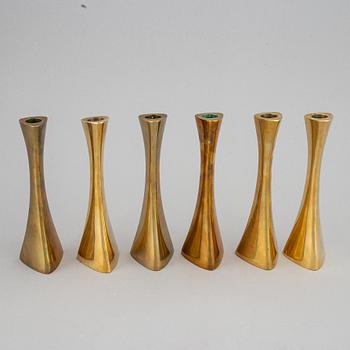 Karl Erik Ytterberg, ljusstakar 6 st, mässing, BCA Eskilstuna, 1960-tal.