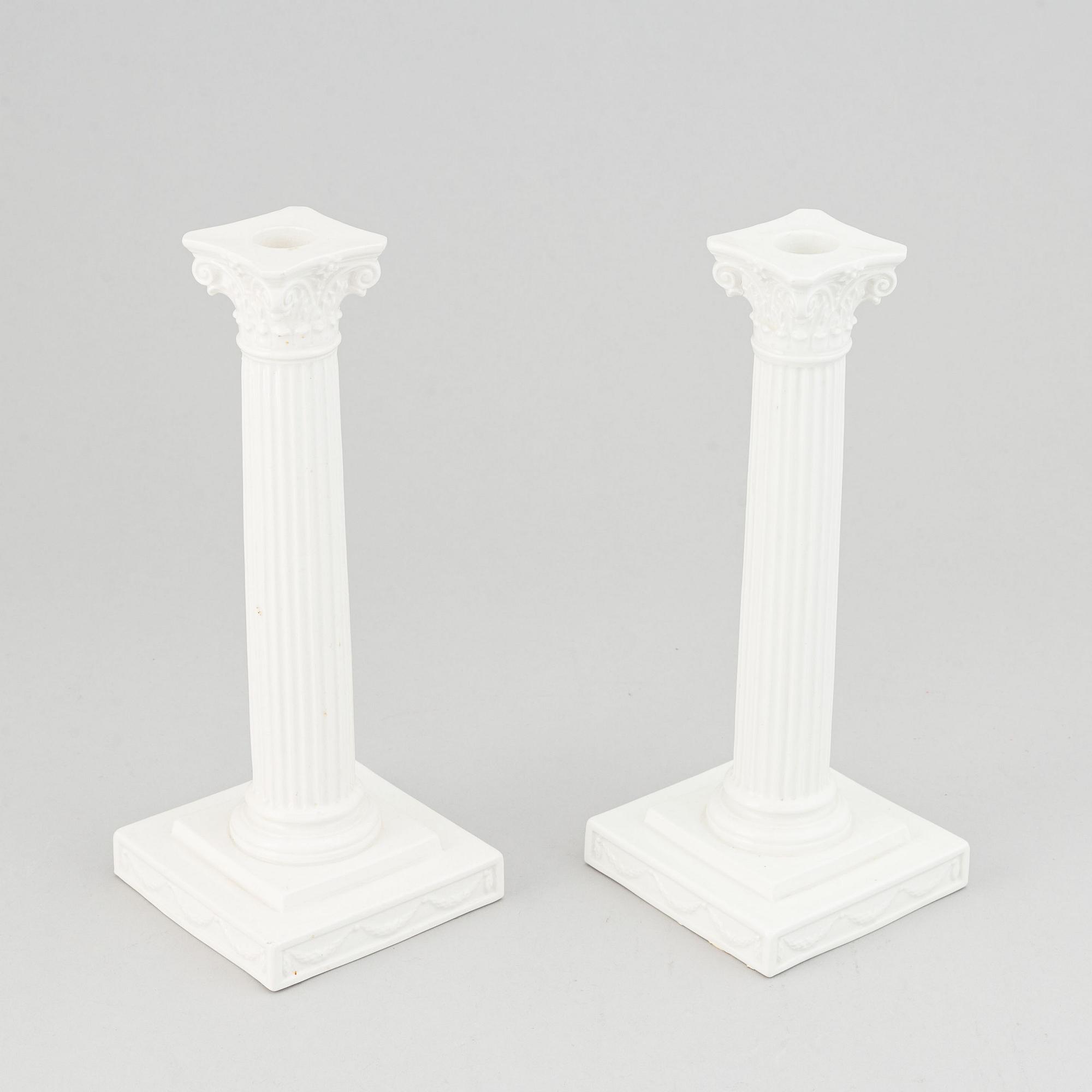 Gustavsberg, ljusstakar ett par, flintgods, 1900-talets början.