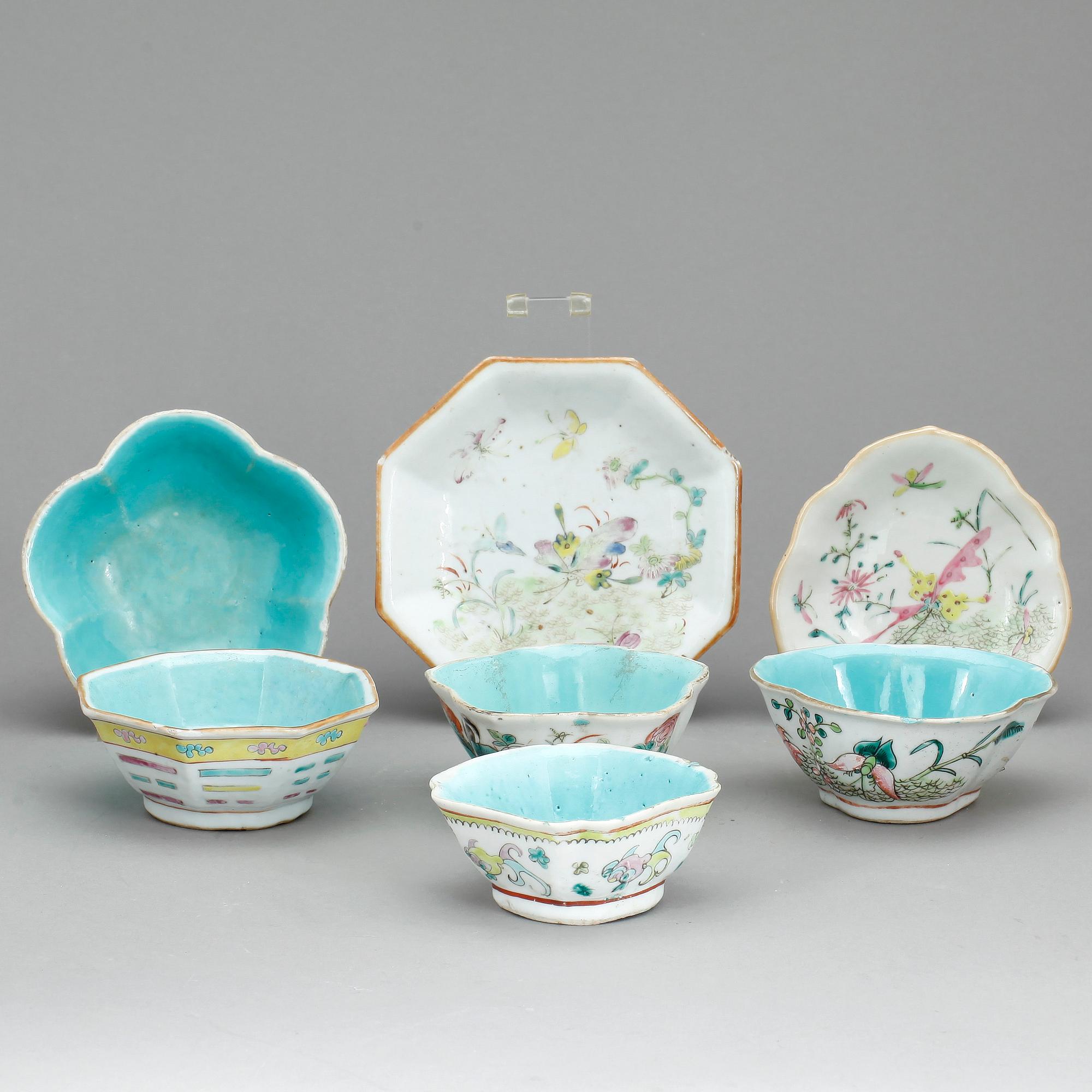 SKÅLAR/FAT, 7 st, porslin, Kina 1800-tal.