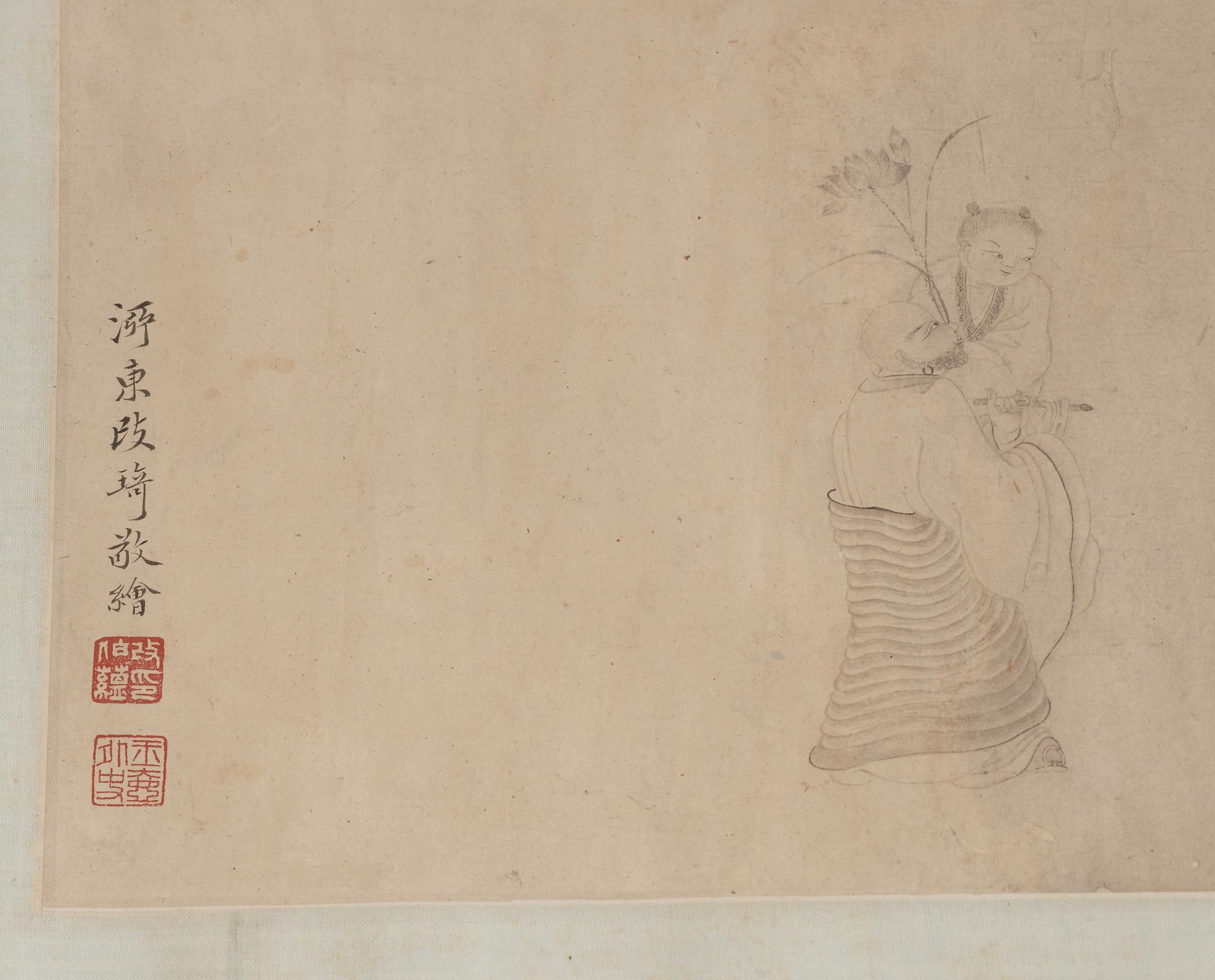 RULLMÅLNING. Tillskriven Gai Qi (Yuhu waishi, 1774-1829).