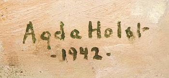 Agda Holst, olja på pannå signerad och daterad 1942.