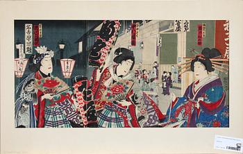 Toyohara Kunichika · TOYOHARA KUNICHIKA, träsnitt.