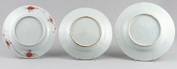 TALLRIKAR, 3 st, porslin, Kina, 1700-tal.