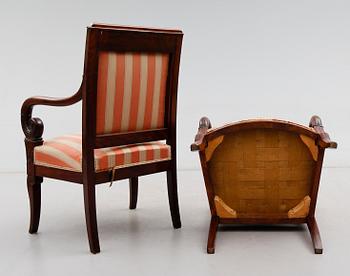 KARMSTOLAR, 4 st, empire, 1800-talets första hälft.