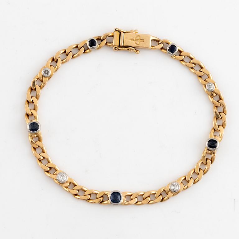 Armband, 18K guld pansarlänk med briljantslipade diamanter och safirer, Balestra.